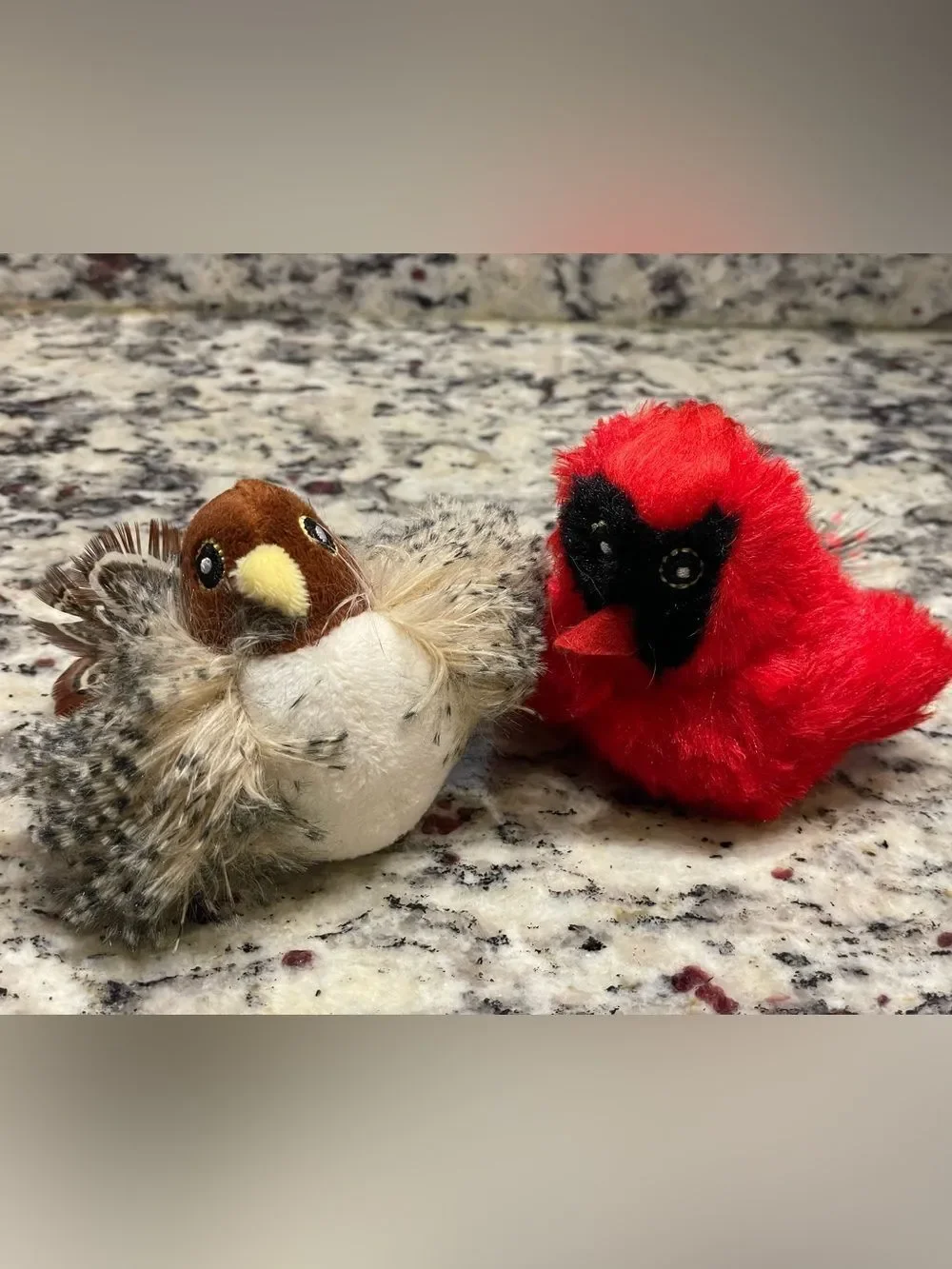 Pataroma Interactive Plush “Chirping Birds” for Cats Northern Cardinal & Sparrow